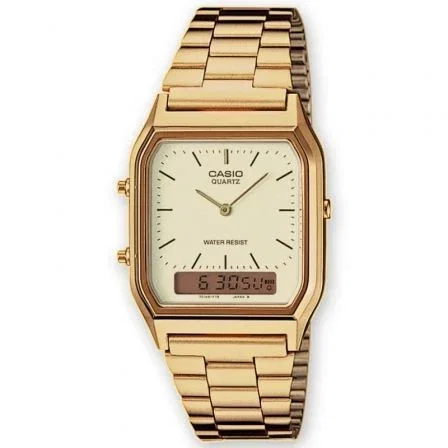 Casio AQ-230GA-9D Reloj Unisex Rosa con Esfera Dorada